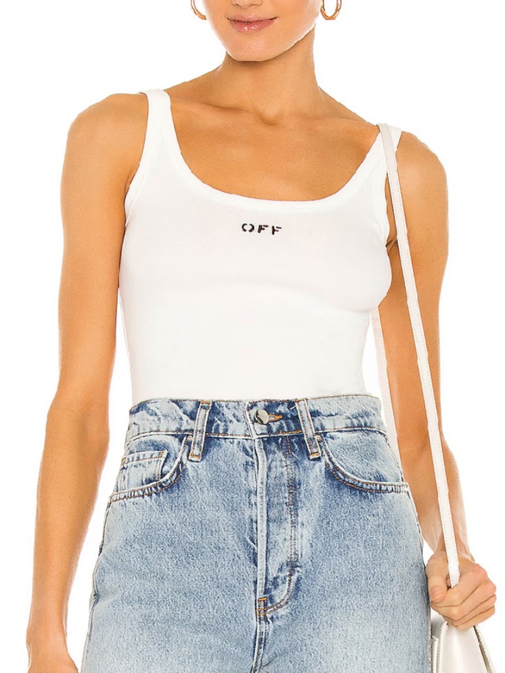 OFF-WHITE Ribbed Tank Top | White/Black | IT 36 (US XS)